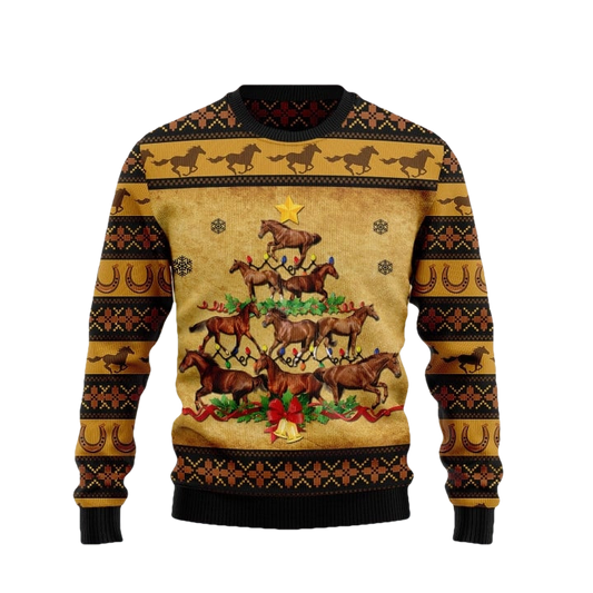 Horse Christmas Tree Ugly Christmas Sweater - Moonbestprint