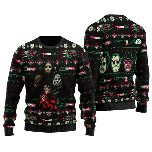 Horror Movie Characters Ugly Christmas Sweater - Moonbestprint