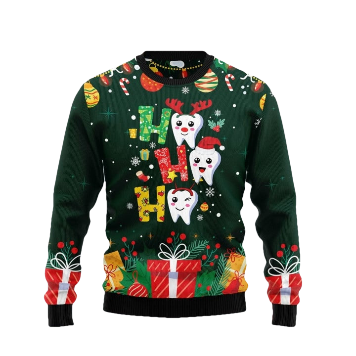 Hohoho Teeth Dentist Ugly Christmas Sweater - Moonbestprint