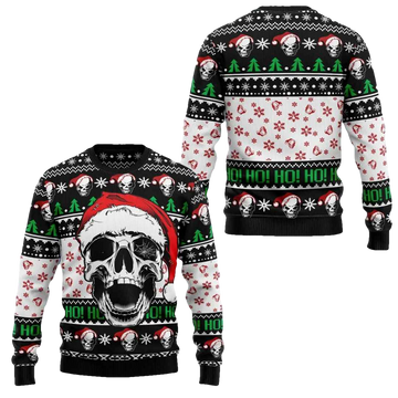 Hohoho Skeleton Skull Ugly Christmas Sweater - Moonbestprint