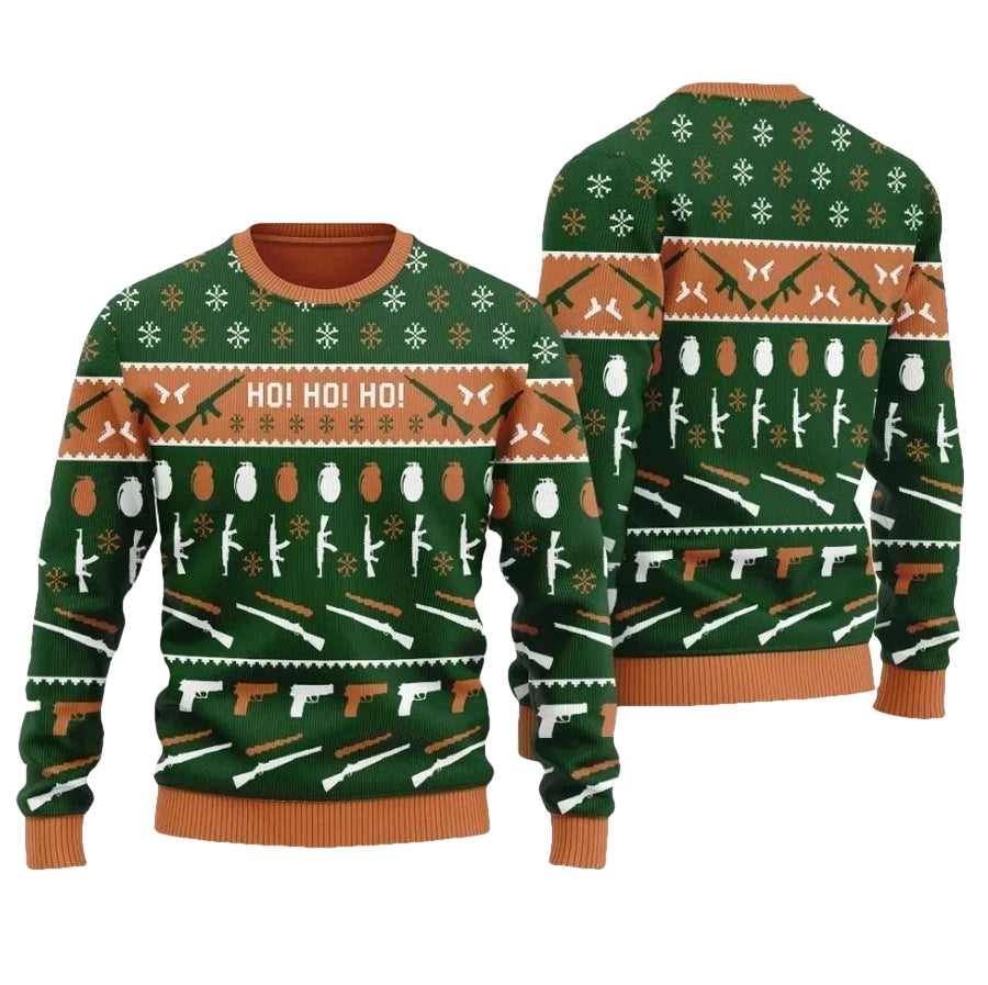 Ho Ho Ho Gun Christmas Ugly Sweater - Moonbestprint