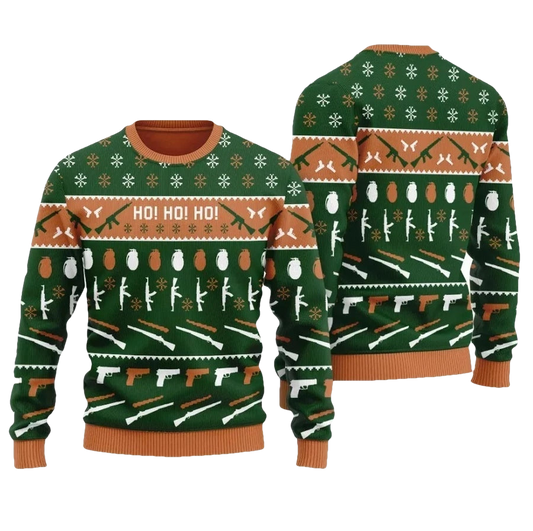 Ho Ho Ho Gun Christmas Ugly Sweater - Moonbestprint