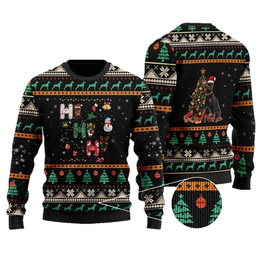 Ho Ho Ho Doberman Ugly Christmas Sweater - Moonbestprint