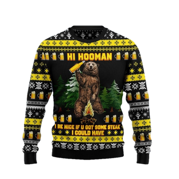 Hi Hooman Beer And Steak Ugly Christmas Sweater - Moonbestprint