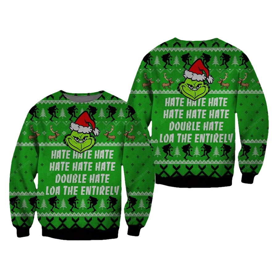 Hate Hate Hate Grinch Ugly Christmas Sweater - Moonbestprint