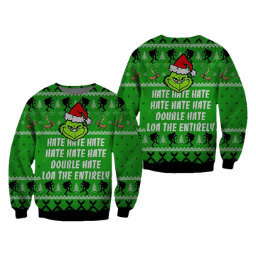 Hate Hate Hate Grinch Ugly Christmas Sweater - Moonbestprint