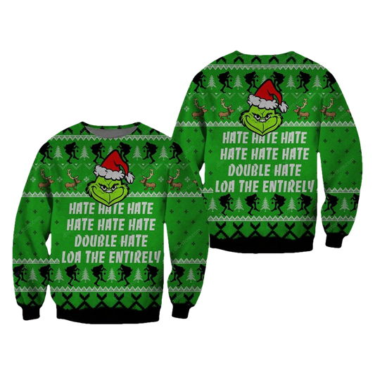 Hate Hate Hate Grinch Ugly Christmas Sweater - Moonbestprint