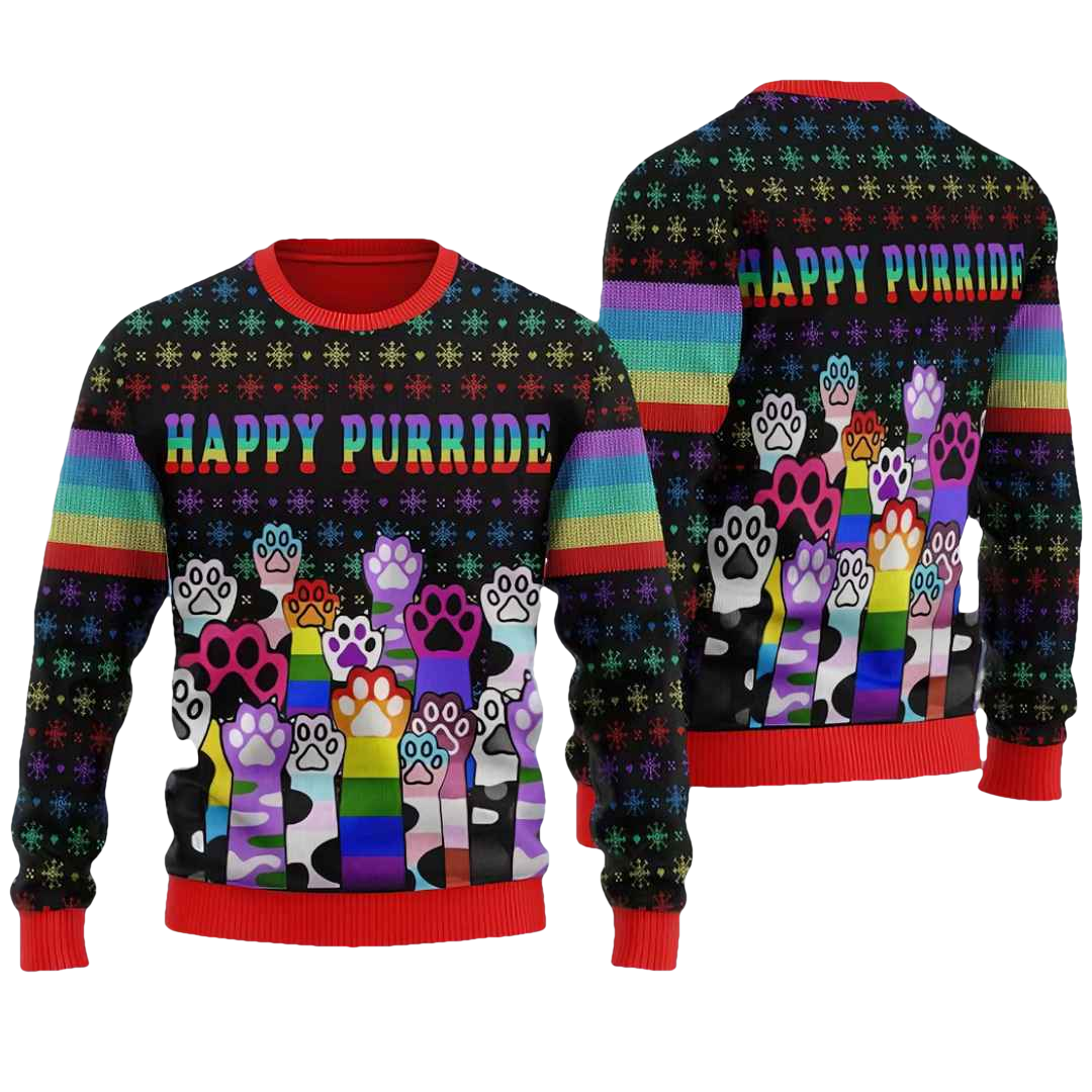 Happy Purride LGBT Ugly Christmas Sweater - Moonbestprint