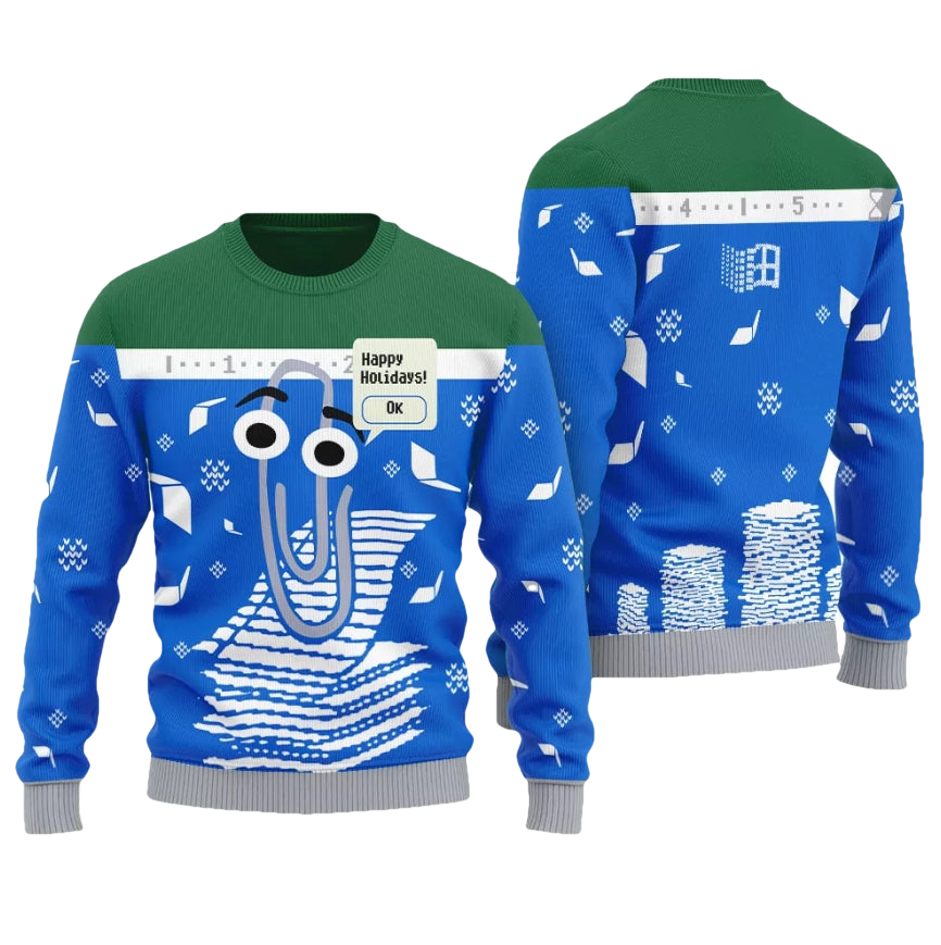 Happy Holidays Clippy Ugly Christmas Sweater - Moonbestprint