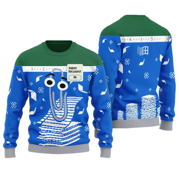 Happy Holidays Clippy Ugly Christmas Sweater - Moonbestprint