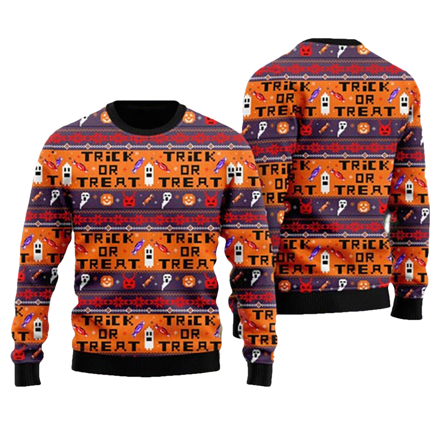 Halloween Trick Or Treat Ugly Christmas Sweater - Moonbestprint