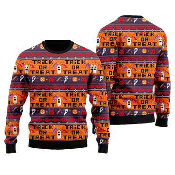 Halloween Trick Or Treat Ugly Christmas Sweater - Moonbestprint