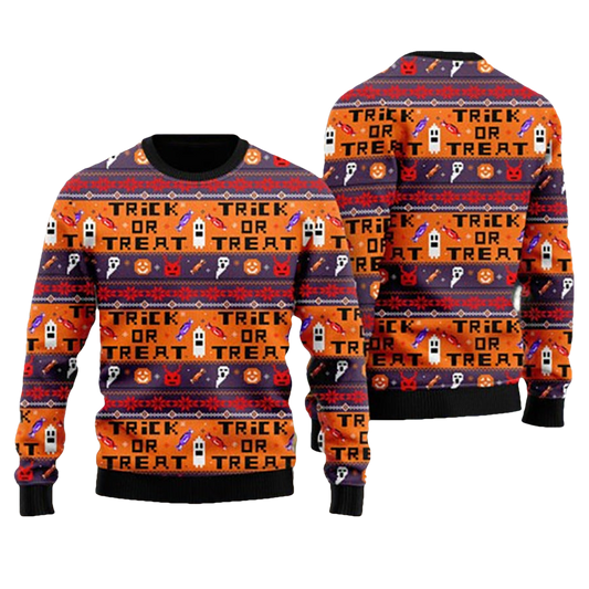 Halloween Trick Or Treat Ugly Christmas Sweater - Moonbestprint