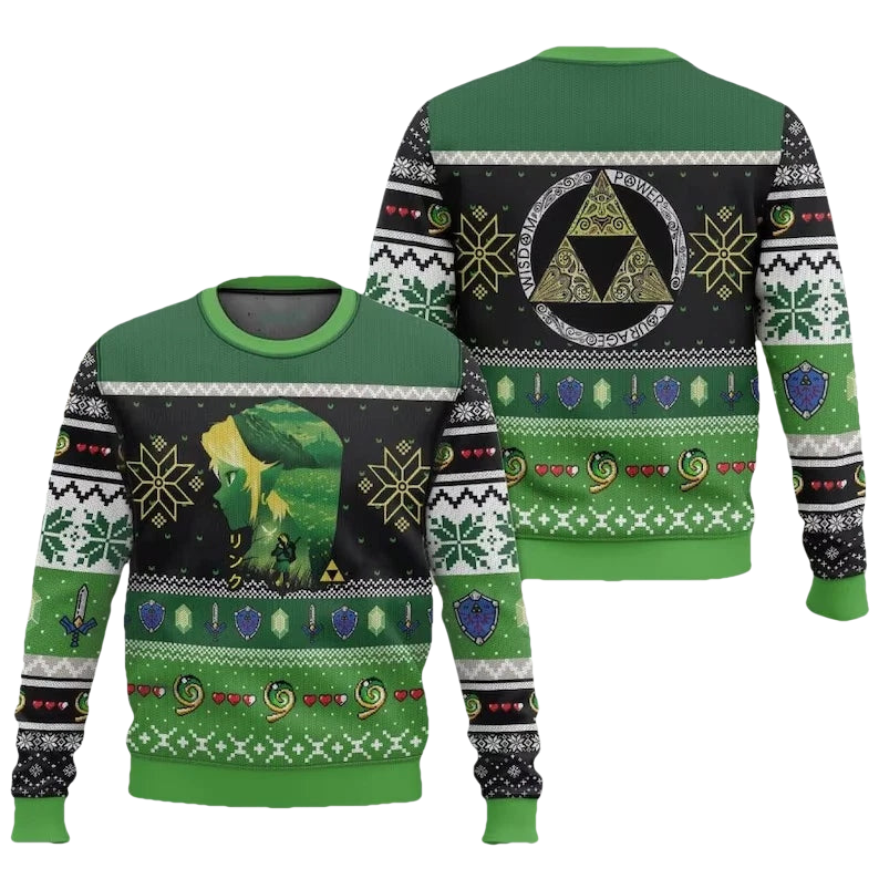 Green Link Legend of Zelda Christmas Ugly Sweater - Moonbestprint