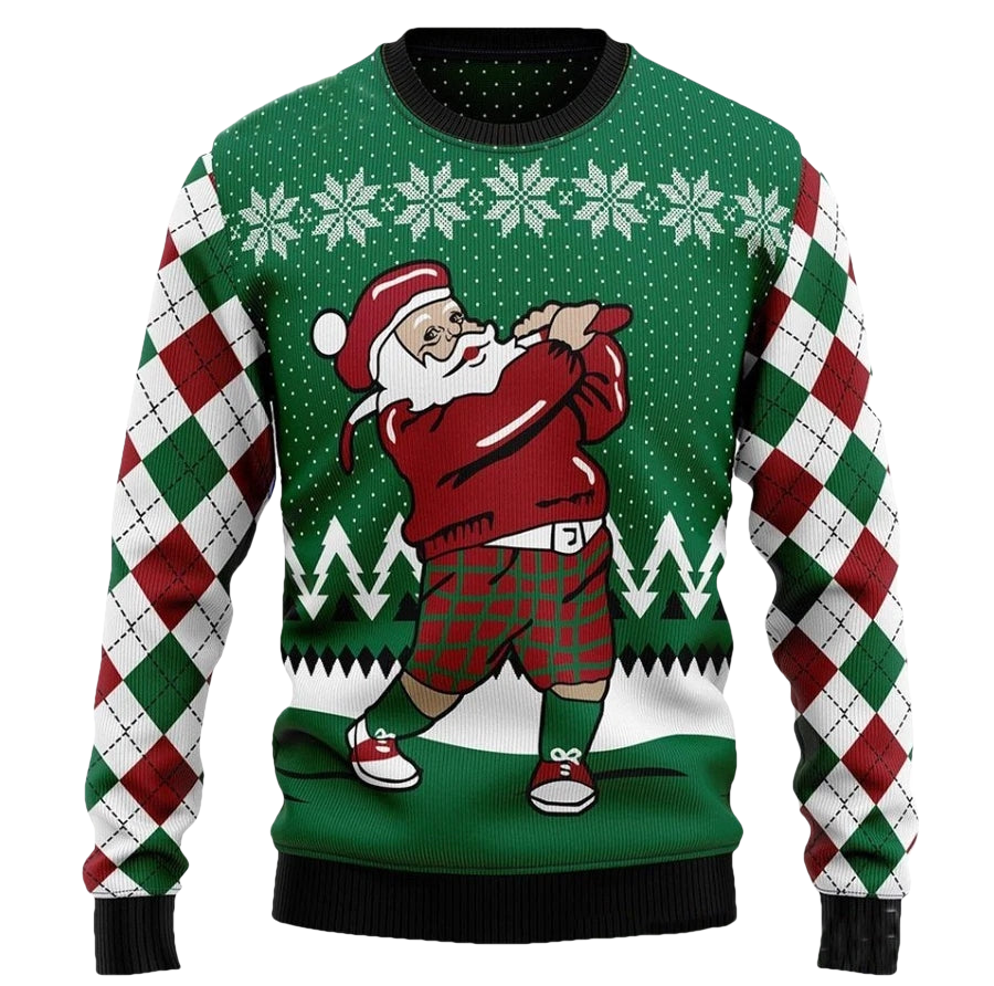 Golfer Santa Golf Ugly Christmas Sweater - Moonbestprint