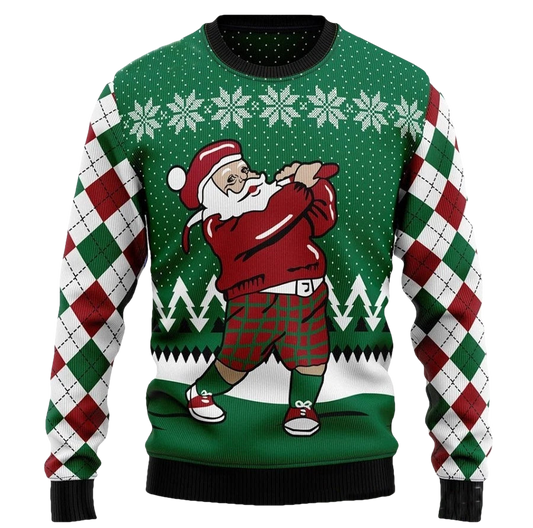 Golfer Santa Golf Ugly Christmas Sweater - Moonbestprint