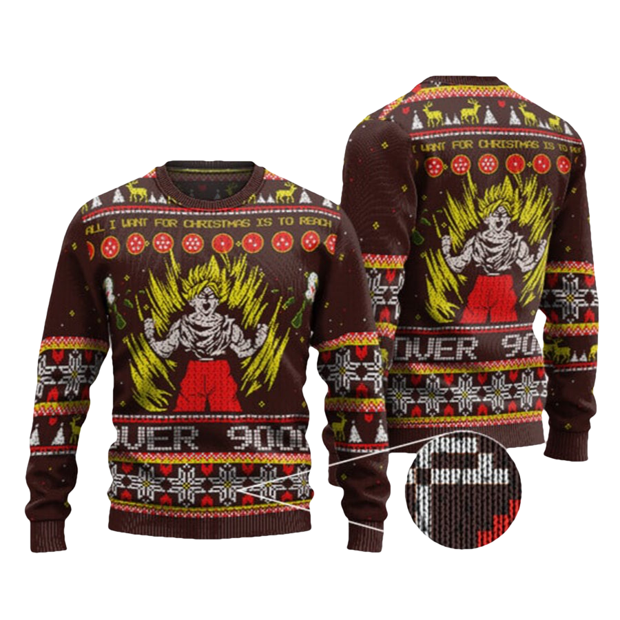 Goku Over 9000 Dragon Ball Z Ugly Christmas Sweater - Moonbestprint