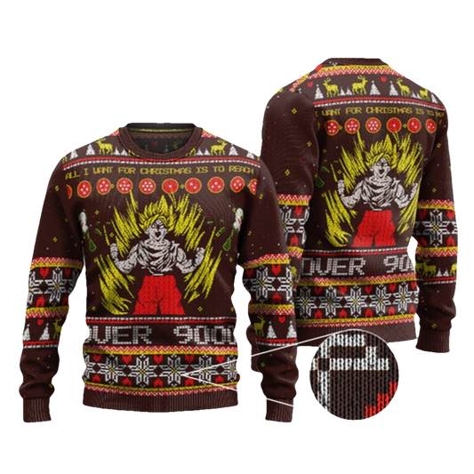 Goku Over 9000 Dragon Ball Z Ugly Christmas Sweater - Moonbestprint