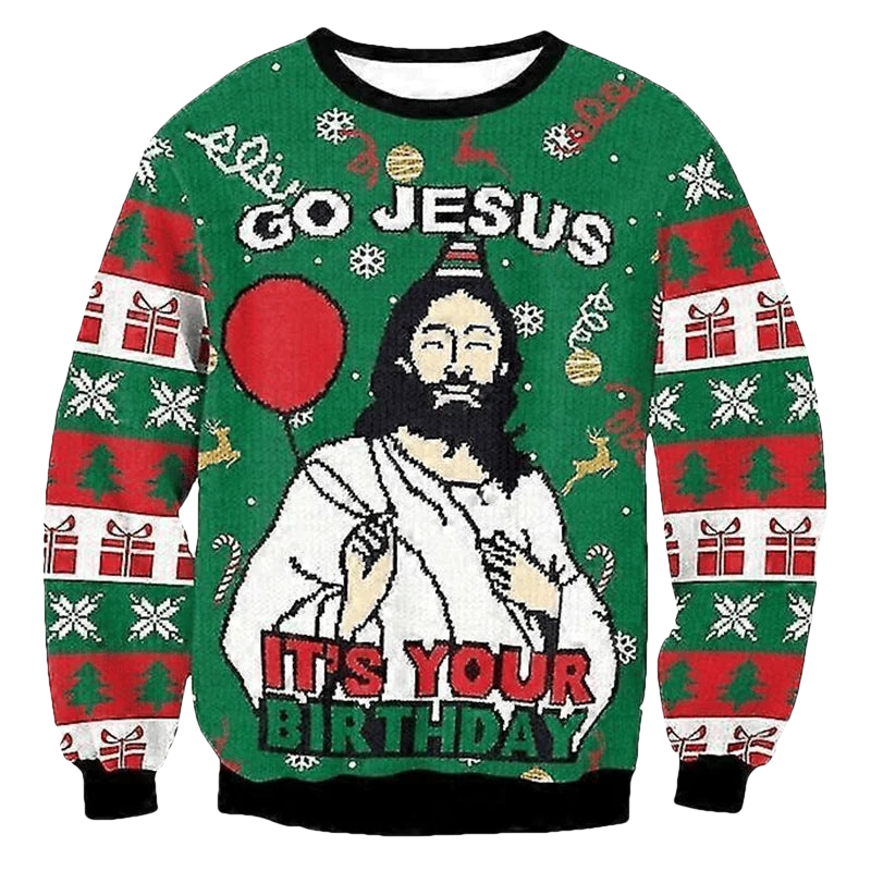 Go Jesus It's Your Birthday Funny Christmas Ugly Sweater - Moonbestprint