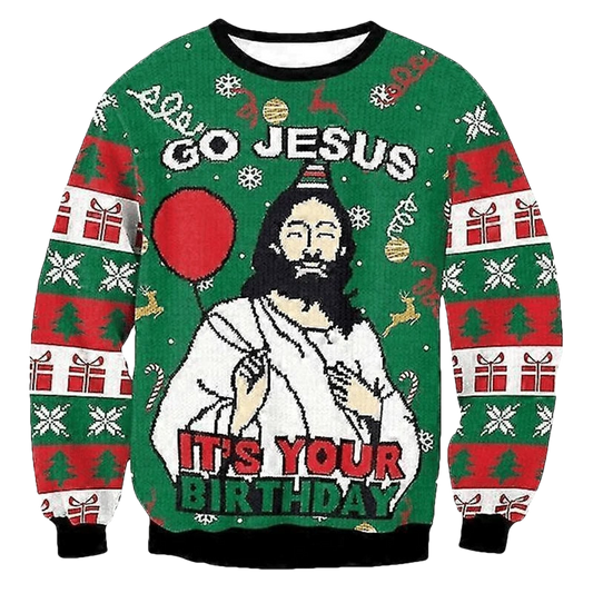 Go Jesus It's Your Birthday Funny Christmas Ugly Sweater - Moonbestprint