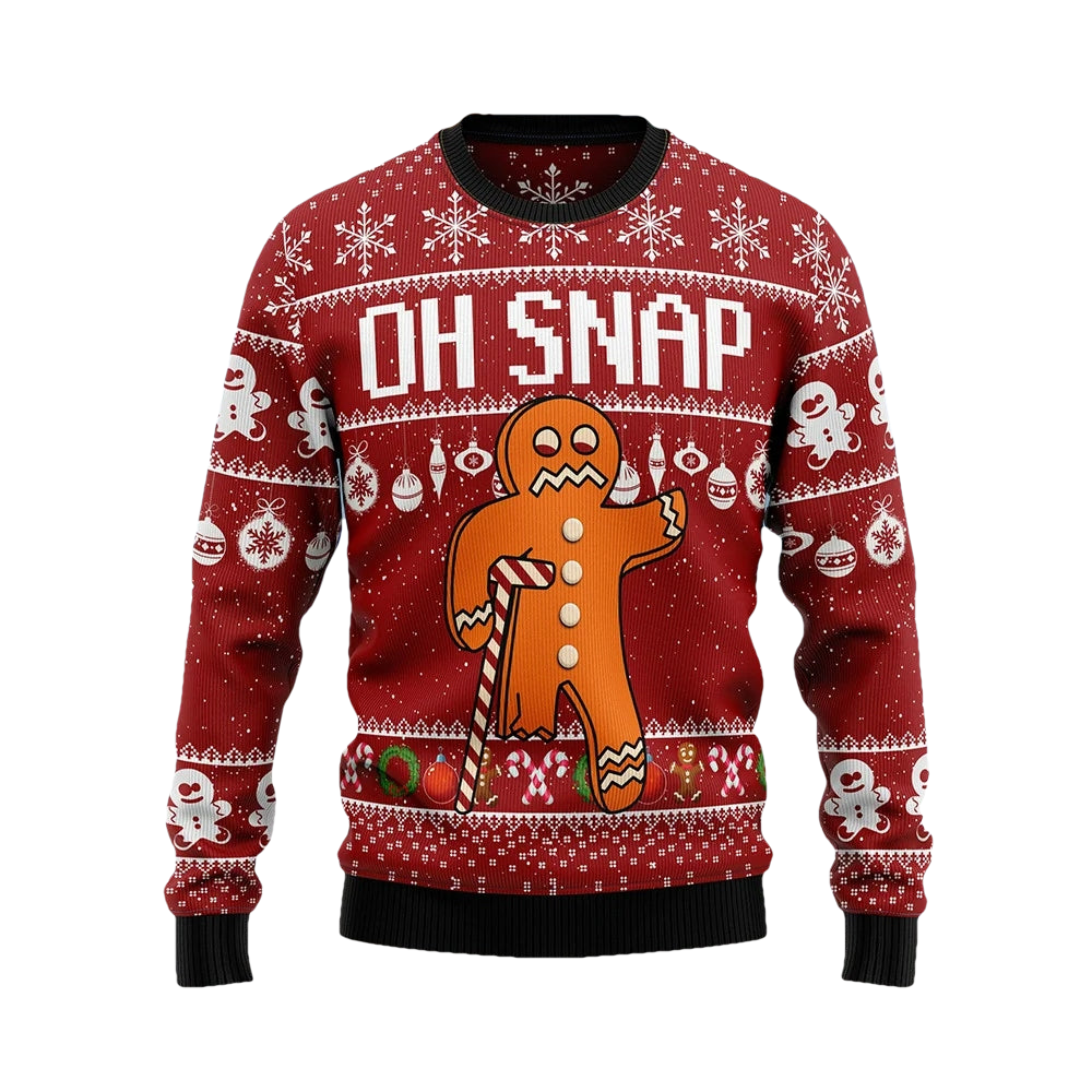 Gingerbread Oh Snap Funny Ugly Christmas Sweater - Moonbestprint