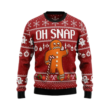 Gingerbread Oh Snap Funny Ugly Christmas Sweater - Moonbestprint