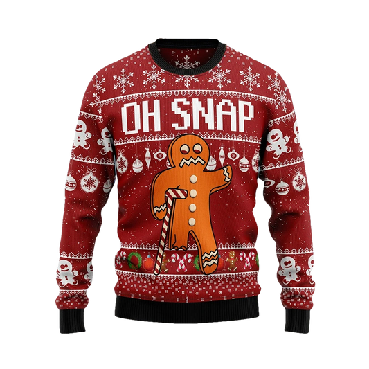 Gingerbread Oh Snap Funny Ugly Christmas Sweater - Moonbestprint
