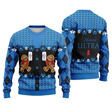 Gingerbread Cheer Michelob Ultra Beer Christmas Ugly Sweater - Moonbestprint