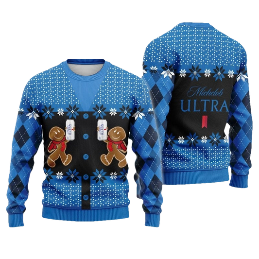 Gingerbread Cheer Michelob Ultra Beer Christmas Ugly Sweater - Moonbestprint