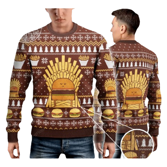 Game Of Fries Burger Lovers Ugly Christmas Sweater - Moonbestprint