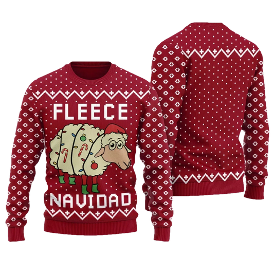 Funny Sheep Fleece Navidad Ugly Christmas Sweater - Moonbestprint