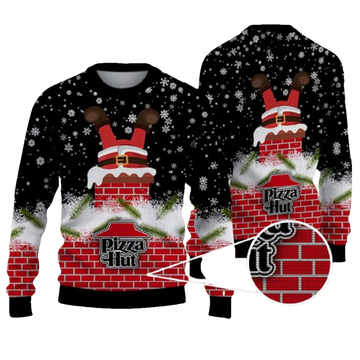 Funny Santa Pizza Hut Ugly Christmas Sweater - Moonbestprint