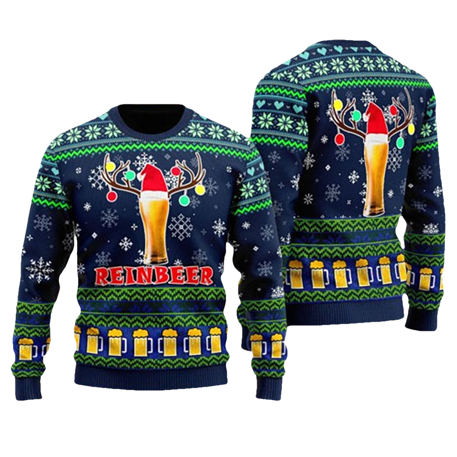 Funny Reinbeer Beer Ugly Christmas Sweater - Moonbestprint