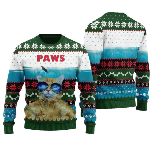 Funny Paws Cat Ugly Christmas Sweater - Moonbestprint