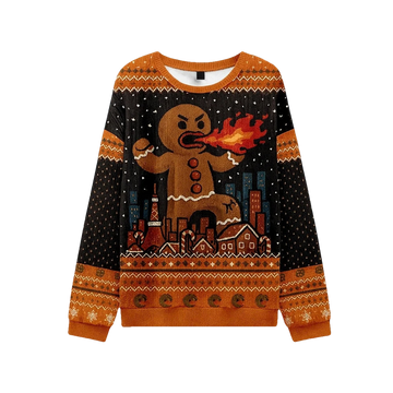 Funny Fire Breathing Gingerbread Ugly Christmas Sweater - Moonbestprint
