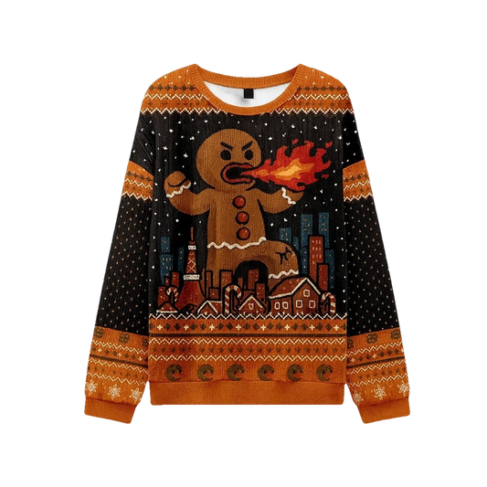 Funny Fire Breathing Gingerbread Ugly Christmas Sweater - Moonbestprint