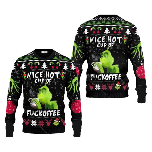 Funny Coffee Grinch Ugly Christmas Sweater - Moonbestprint