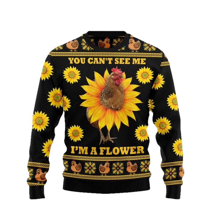 Funny Chicken Flower Ugly Christmas Sweater - Moonbestprint