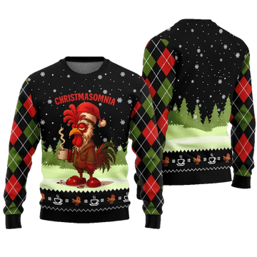 Funny Chicken Christmasomnia Ugly Christmas Sweater - Moonbestprint
