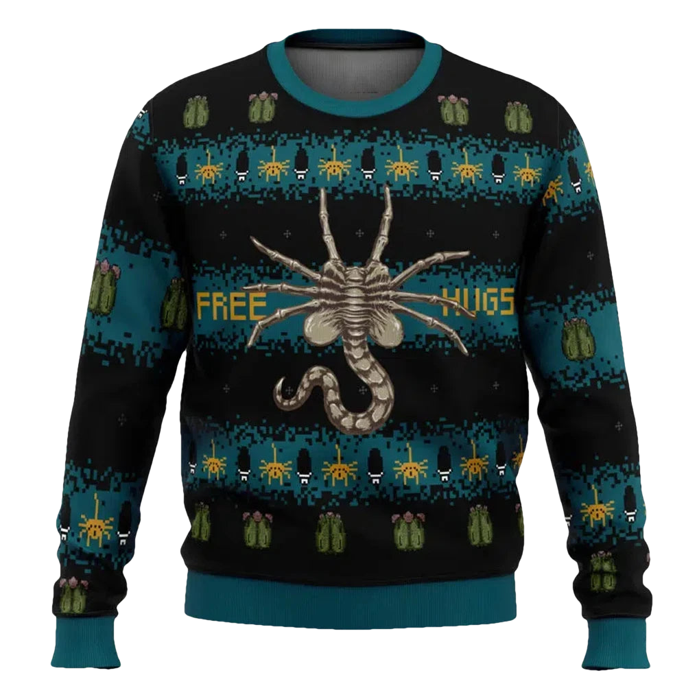Free Hugs Alien Facehugger Ugly Christmas Sweater - Moonbestprint