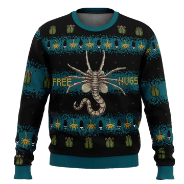 Free Hugs Alien Facehugger Ugly Christmas Sweater - Moonbestprint