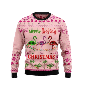 Flamingo Merry Flocking Christmas Ugly Christmas Sweater - Moonbestprint