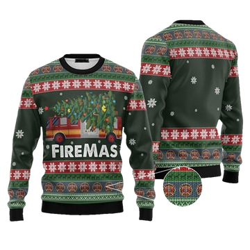 Firemas Firefighter Ugly Christmas Sweater - Moonbestprint