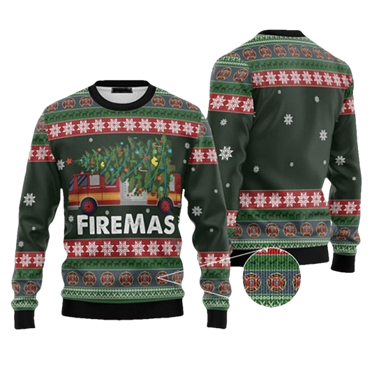 Firemas Firefighter Ugly Christmas Sweater - Moonbestprint
