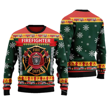 Firefighter Xmas Ugly Christmas Sweater - Moonbestprint