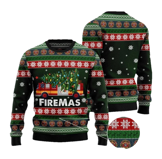 Firefighter Firemas Ugly Christmas Sweater - Moonbestprint