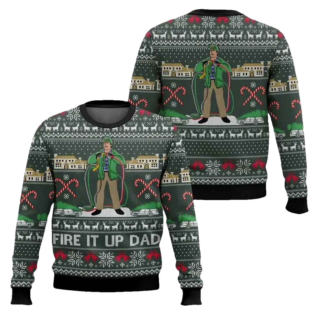 Fire It Up Dad Clark Griswold Ugly Christmas Sweater - Moonbestprint
