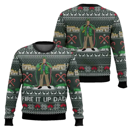 Fire It Up Dad Clark Griswold Ugly Christmas Sweater - Moonbestprint