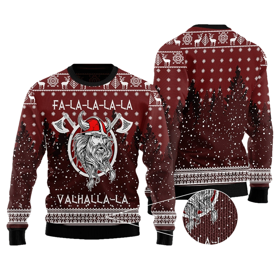 FaLaLaLa ValhallaLa Viking Ugly Christmas Sweater - Moonbestprint