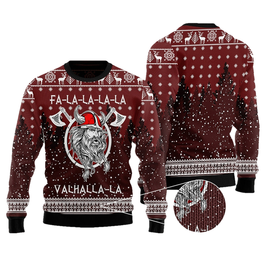 FaLaLaLa ValhallaLa Viking Ugly Christmas Sweater - Moonbestprint